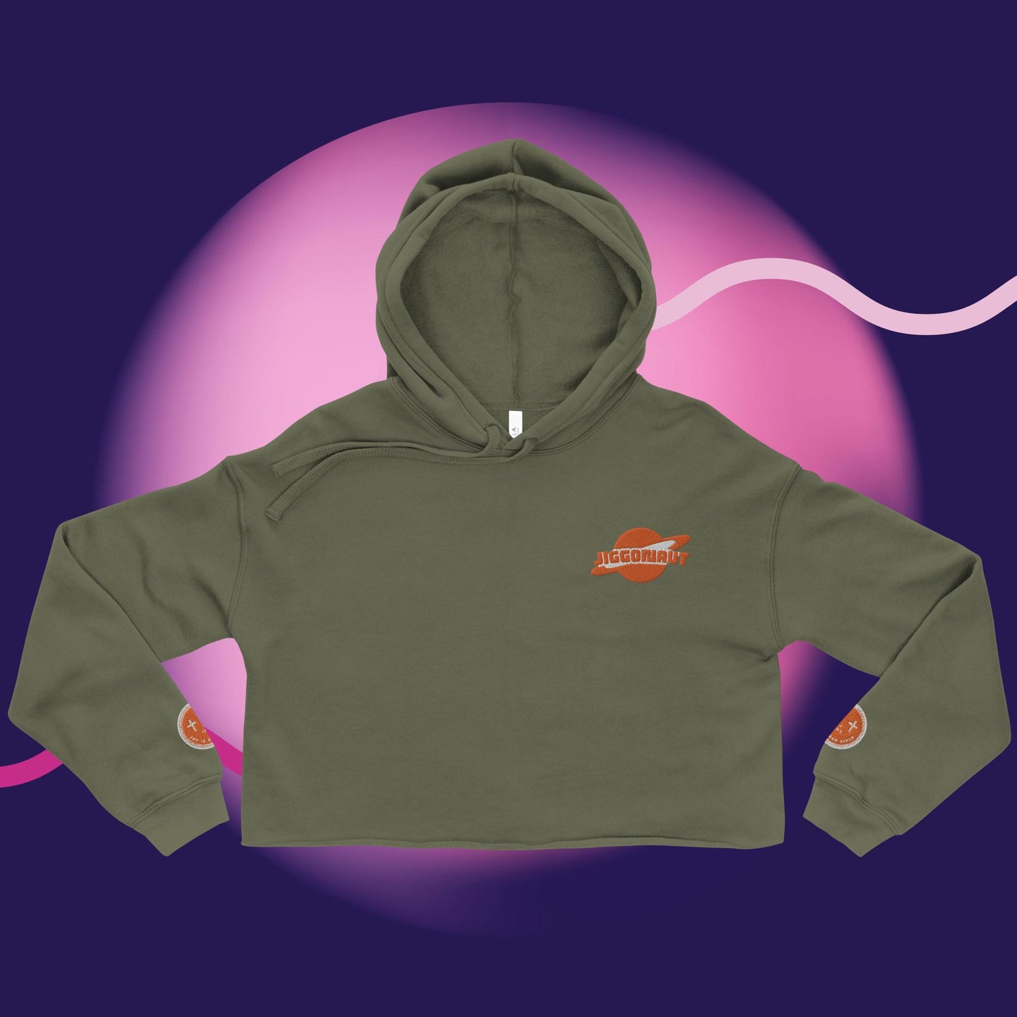 Women Jiggy Galaxy Logo Crop Hoodie Orange